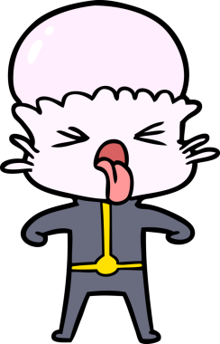 Bir insan tarafından çizilmiş iğrenç bir çizgi film uzaylısı.