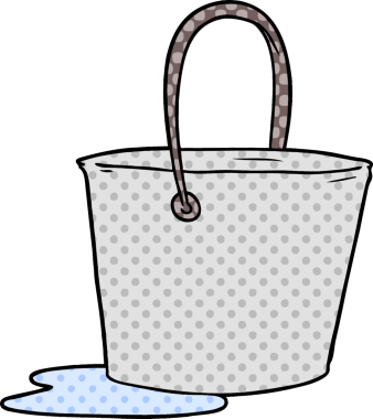 Bir insan tarafından çizilmiş bir kova su.