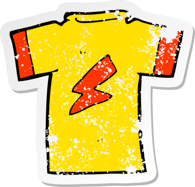 Bir insan tarafından çizilmiş yıldırımlı karikatür tişörtü.