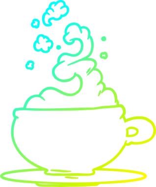 Bir insan tarafından çizilmiş sıcak çay fincanının soğuk gradyan çizimi