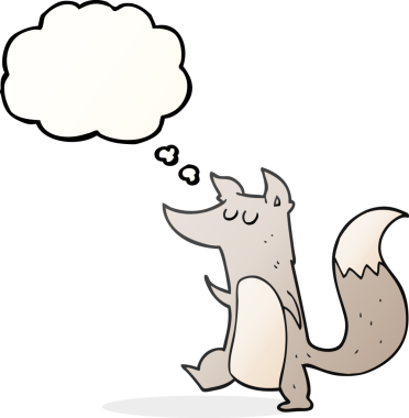 Serbest çizim düşünce balonu çizgi filmi küçük kurt bir insan tarafından çizilmiş.