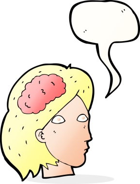 Bir insan tarafından çizilmiş beyin sembollü çizgi kadın kafası.