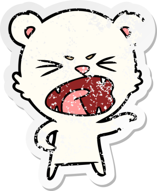 Bir insan tarafından çizilmiş kızgın bir kutup ayısının sıkıntılı çıkartması.