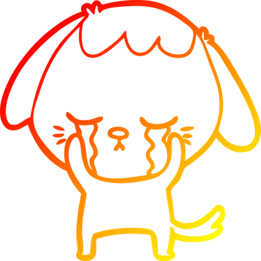 Bir insan tarafından çizilmiş şirin, ağlayan bir köpek yavrusu çizimi