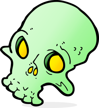 Bir insan tarafından çizilmiş ürkütücü bir kafatası.