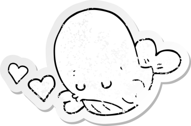 Bir insan tarafından çizilmiş aşık bir balinanın sıkıntılı çıkartması.