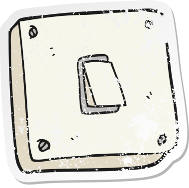 Bir insan tarafından çizilmiş çizgi film lambasının gerilimli çıkartması.