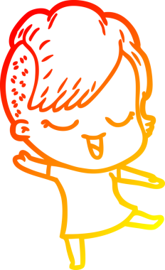 Bir insan tarafından çizilmiş mutlu bir çizgi film kızı çizimi