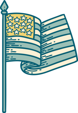 Amerikan bayrağının insan tarafından çizilmiş ikonik dövme şekli.