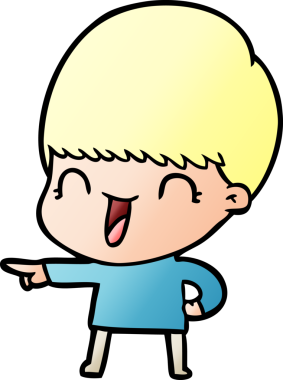 Bir insan tarafından çizilmiş mutlu çizgi film çocuğu.