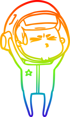 Bir insan tarafından çizilen gökkuşağı gradyan çizimi stresli astronot