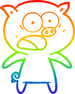 Gökkuşağı gradyan çizimi Bir insan tarafından çizilen bağıran domuz çizgi filmi