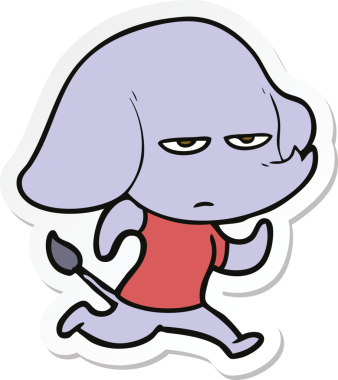 Bir insan tarafından çizilmiş kızgın bir filin çıkartması.