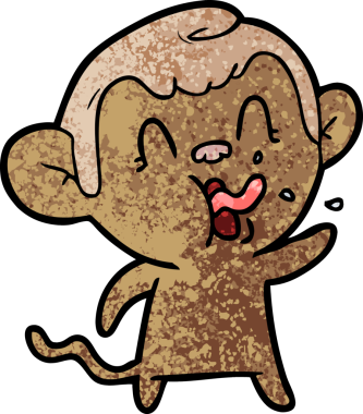 Bir insan tarafından çizilmiş çılgın çizgi film maymunu