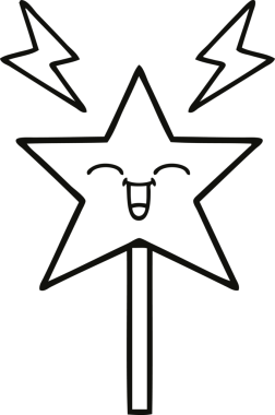 Bir insan tarafından çizilmiş sihirli bir değnek çizimi.