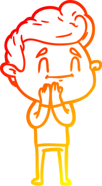 Bir insan tarafından çizilmiş mutlu bir çizgi film karakteri çizimi.