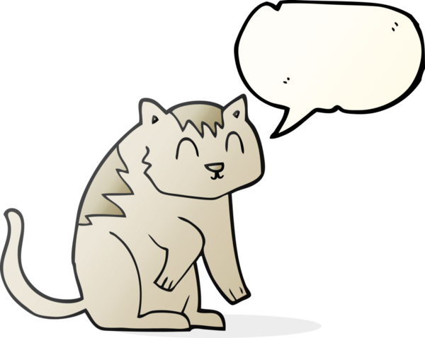Bir insan tarafından çizilmiş serbest konuşma balonu çizgi film kedisi