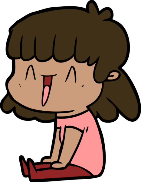 Bir insan tarafından çizilmiş mutlu bir kız.