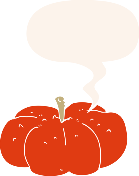 bir insan tarafından çizilmiş, konuşma baloncuklu çizgi film balkabağı.