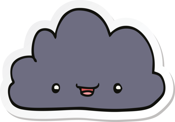 Bir insan tarafından çizilmiş mutlu bir karikatür bulutunun çıkartması.