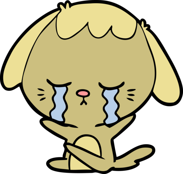 Bir insan tarafından çizilmiş ağlayan çizgi film köpeği.