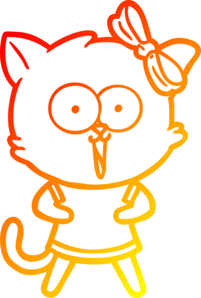 Bir insan tarafından çizilmiş çizgi film kedisinin sıcak çizgi çizimi