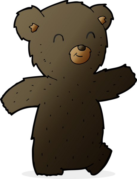 Bir insan tarafından çizilmiş sevimli çizgi film kara ayısı.