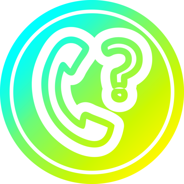 Bir insan tarafından çizilmiş havalı gradyan görünümlü soru işareti simgesi olan telefon ahizesi