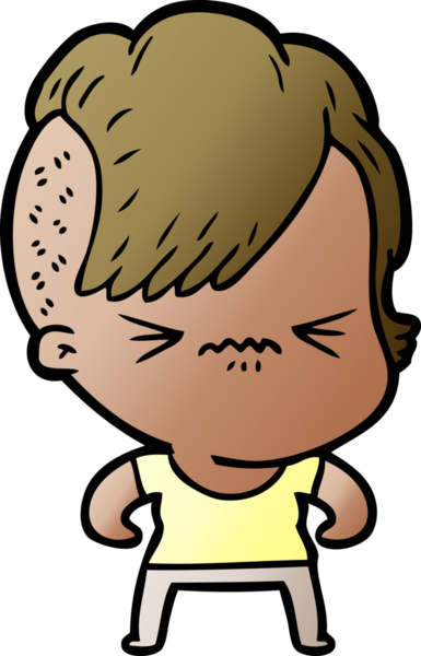 Çizgi film, bir insan tarafından çizilmiş sinirli hippi kız.