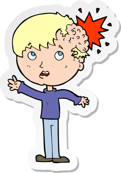 Bir insan tarafından çizilmiş, yaralı bir kafanın çıkartması.