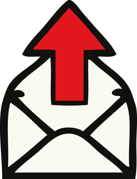 Bir insan tarafından çizilmiş sevimli bir e-posta karikatürü.