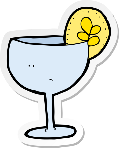 Bir insan tarafından çizilmiş karikatür kokteyle ait etiket.