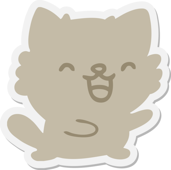 Bir insan tarafından çizilmiş şirin bir kedi çıkartması.