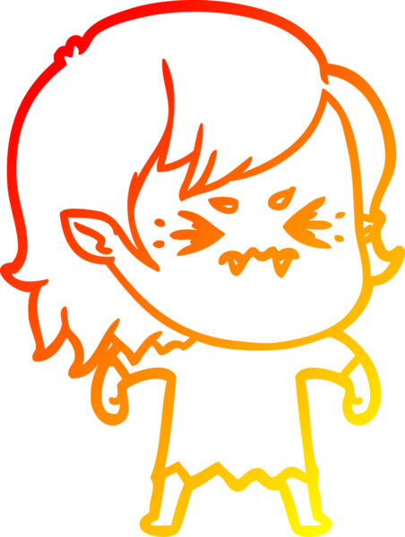 Bir insan tarafından çizilmiş kızgın bir vampir kız çizgi çizimi.