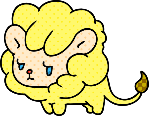 Çizim: kawaii şirin aslan yavrusu bir insan tarafından çizilmiş.