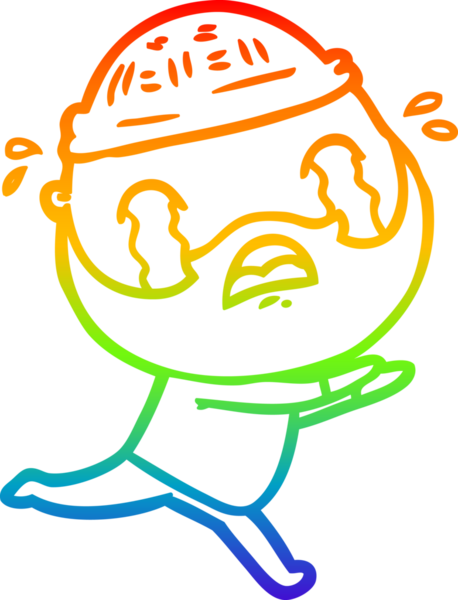 Bir insan tarafından çizilmiş ağlayan sakallı bir adamın çizimi.