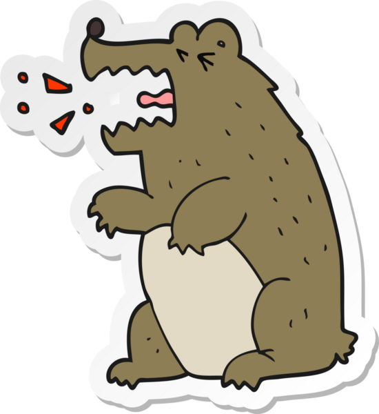 Bir insan tarafından çizilmiş çizgi film ayısının çıkartması.