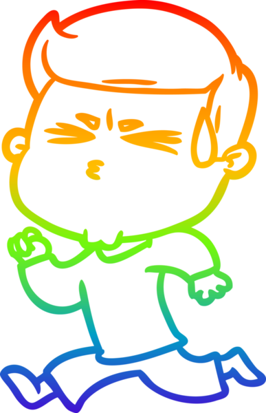 Bir insan tarafından çizilmiş terleyen bir çizgi film karakterinin çizimi.