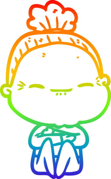 Gökkuşağı gradyan çizimi bir insan tarafından çizilmiş barışçıl yaşlı bir kadının çizimi