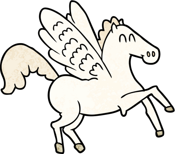 Bir insan tarafından çizilmiş kanatlı at.