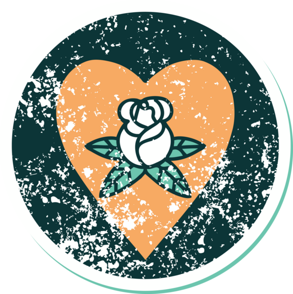 Bir insan tarafından çizilmiş kalp ve çiçeklerin sembolik depresif dövme şekli