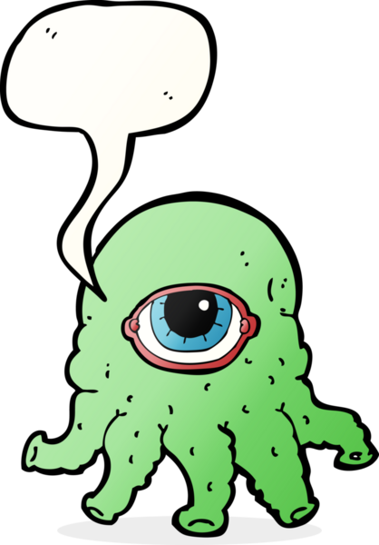 Bir insan tarafından çizilmiş konuşma balonlu uzaylı kafası.