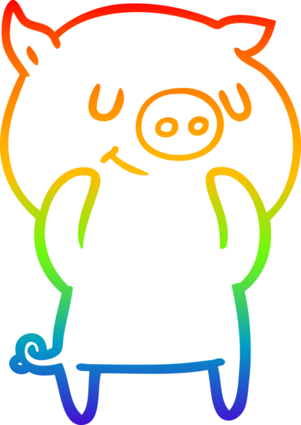 gökkuşağı gradyan çizimi mutlu çizgi domuz çizimi bir insan tarafından çizilmiş