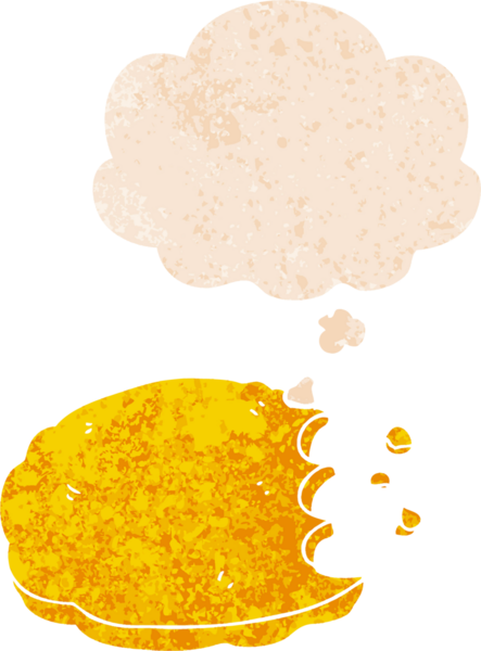 Düşünce baloncuklu çizgi film kurabiyesi grunge sıkıntılı retro desenli bir insan tarafından çizilmiş