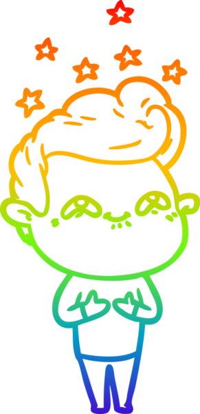 Gökkuşağı gradyanı çizimi bir insan tarafından çizilmiş heyecanlı bir çizgi film