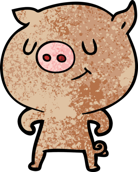 Bir insan tarafından çizilmiş mutlu çizgi film domuzu.