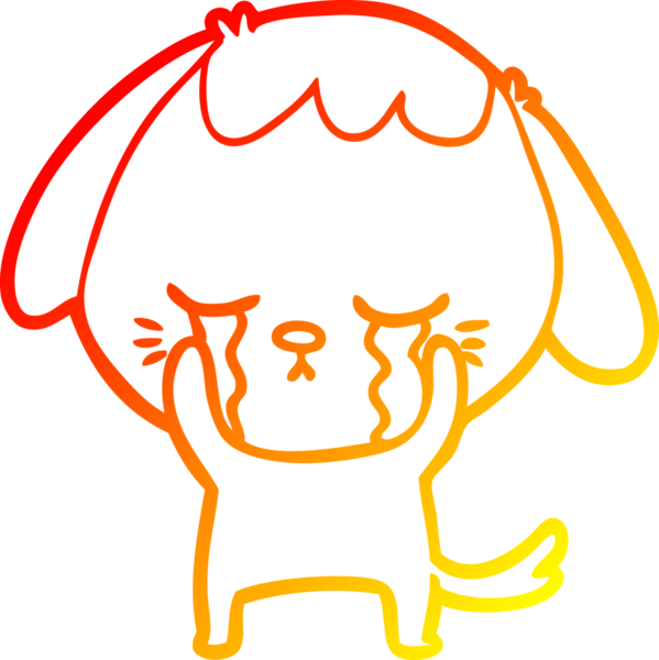 Bir insan tarafından çizilmiş şirin, ağlayan bir köpek yavrusu çizimi