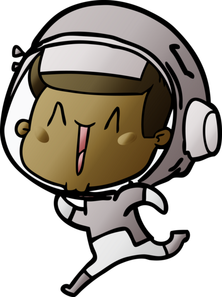 Bir insan tarafından çizilmiş mutlu astronot çizgi filmi.