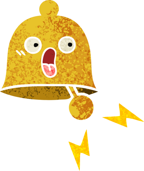 Bir insan tarafından çizilmiş bir çanın retro çizim tarzı karikatürü.