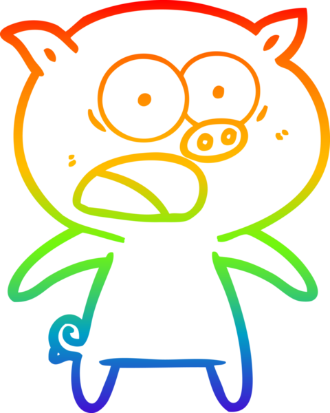 Gökkuşağı gradyan çizimi Bir insan tarafından çizilen bağıran domuz çizgi filmi